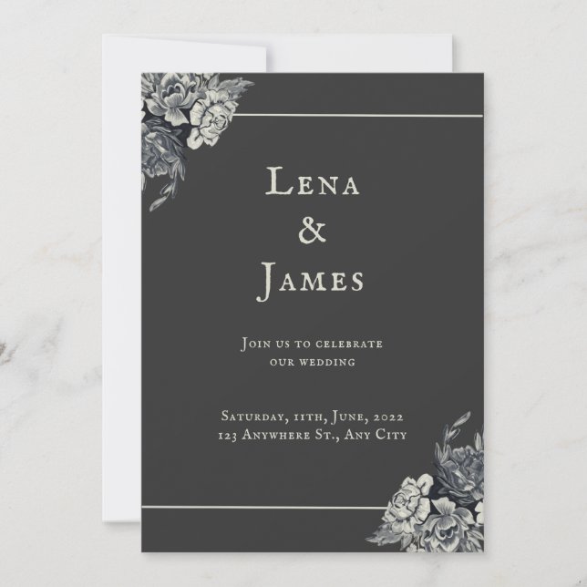 Convite Elegante e Rosado Romântico (Frente)