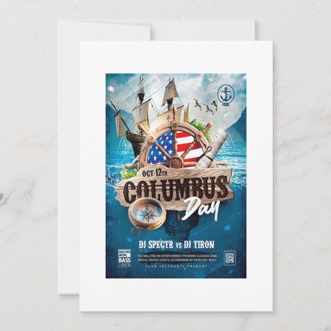 Convite elegante e rústico moderno do Dia de Colum (Frente)