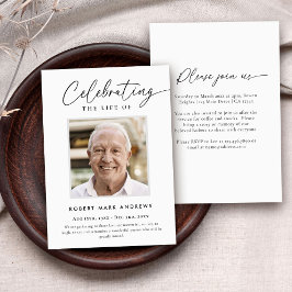 Convite Elegante e Simples Celebração da Vida Memorial em