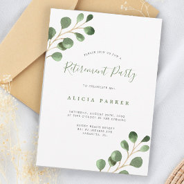 Convite Elegante e simples eucalipto deixa aposentadoria