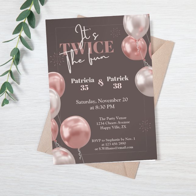 Convite Elegante É um aniversário conjunto duas vezes dive (Criador carregado)