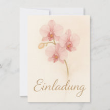 Elegante Einladungskarte mit zarten rosa Orchideen