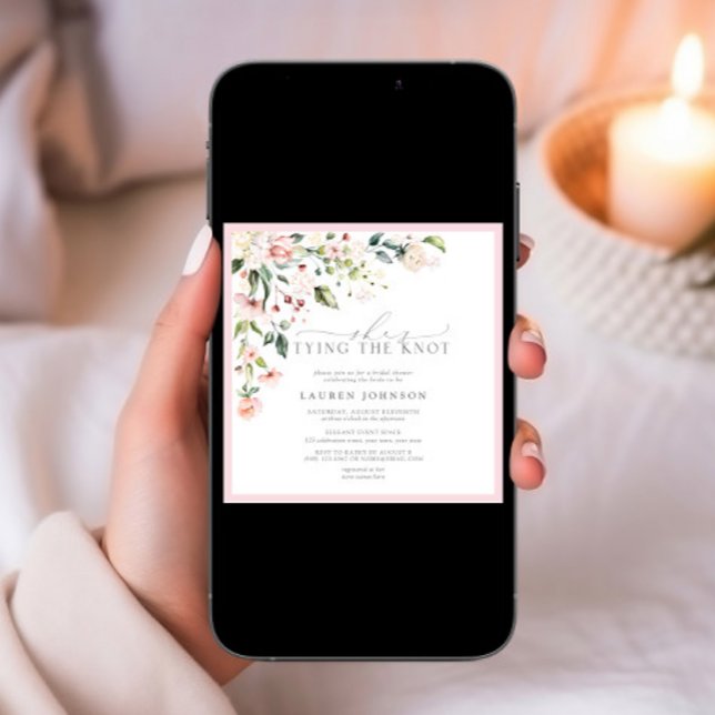 Convite Elegante Ela é Casando de Chá Floral Rosa (Criador carregado)