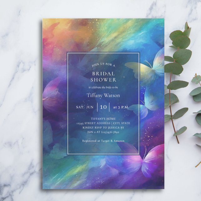 Convite Elegante Ele Me Dá Chá de panela De Borboletas (Criador carregado)