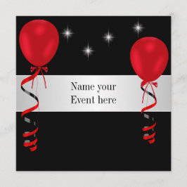 Convite Elegante Elegante Black Red Balloons - Evento Espe