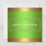 Convite Elegante Elegante Green & Dourado Eewel Aniversári<br><div class="desc">Festa de aniversário ou Convite para Todos os Eventos. Fundo Dourado e verde com metal Dourado com molas de joias verdes. Personalize com seus próprios detalhes.</div>