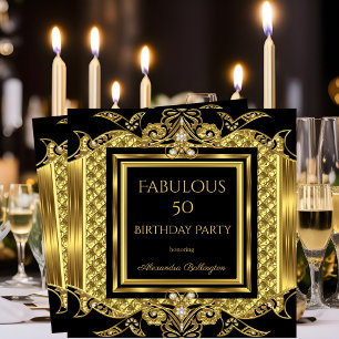 Convite Elegante Elite Formal Dourado Aniversário Preto