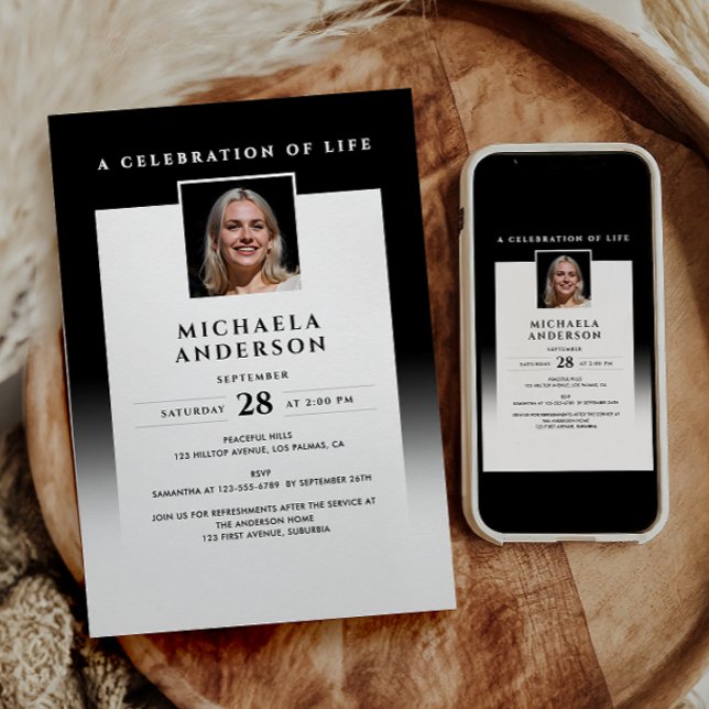 Convite Elegante Em Memória De Adorto Funeral/Memorial (Criador carregado)