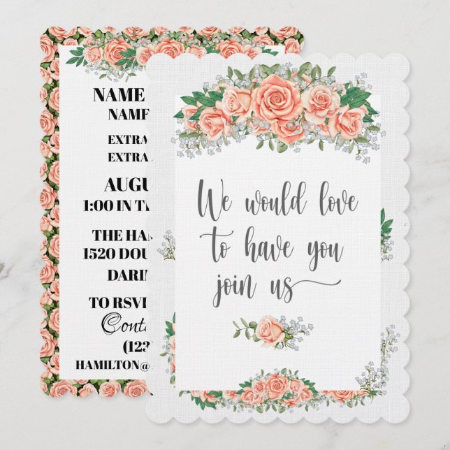 Convite Elegante em Papel de Linho (Frente/Verso)