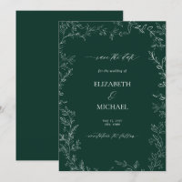 Elegante Emerald Green Modern Leaf Salve a Data