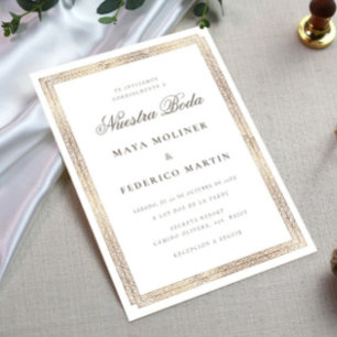 Convite Elegante Enfeite Antigo Dourado Nossa Noiva Casame