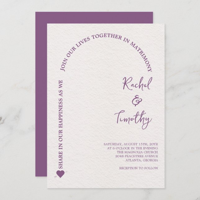 Convite Elegante enquadrado no casamento rosa-quente com f (Frente/Verso)