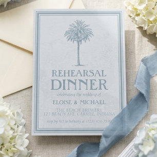 Convite Elegante Ensaio de Casamento com Palmeira em Azul