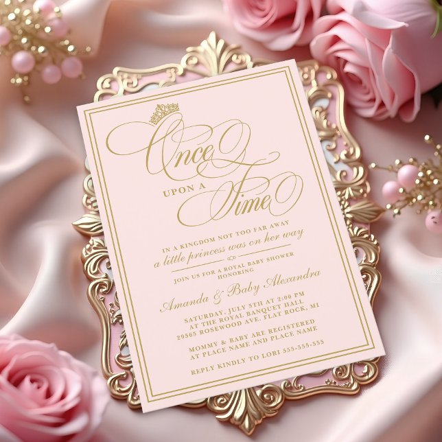 Convite Elegante Era Uma Vez Em Um Chá de fraldas Da Princ (Once Upon a Time Princess Baby Shower Invitation )