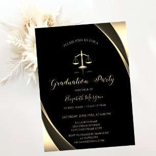 Convite Elegante Escala de Justiça Dourada Borda Graduação