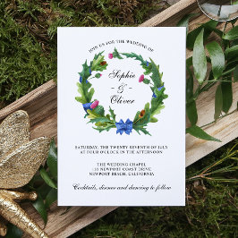 Convite Elegante Escocês Thistle Floral Wreath