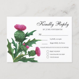 Convite Elegante Escocês Thistle Meal Choice RSVP