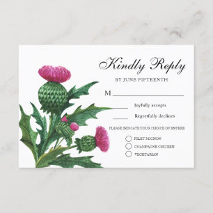 Convite Elegante Escocês Thistle Wedding Meal Choice RSVP