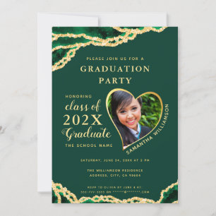 Convite Elegante Esmeralda e Ágata Dourada 2025 Fôto Gradu