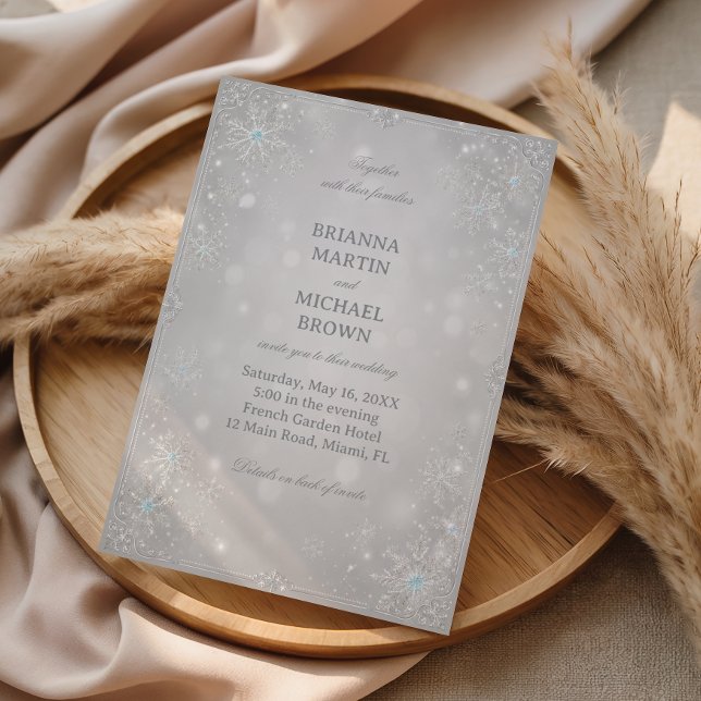 Convite Elegante esplendor de inverno do floco de neve pra (Criador carregado)