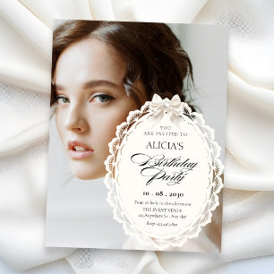 Convite Elegante estética coquete foto aniversário