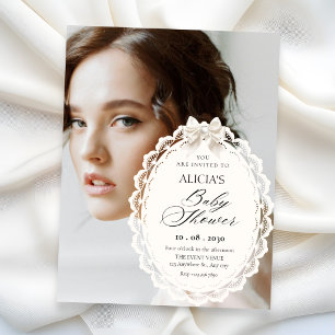 Convite Elegante estética coquete foto chá de bebê