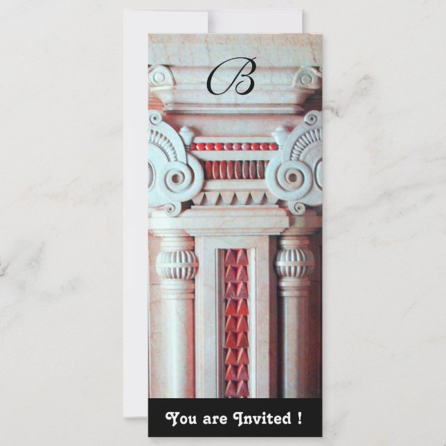 Convite ELEGANTE ESTILO DECORATIVO ,vermelho branco preto (Frente)