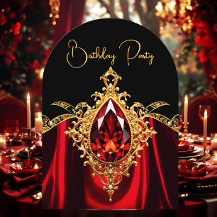 Convite Elegante Estiloso Aniversário Majestoso Vermelho D