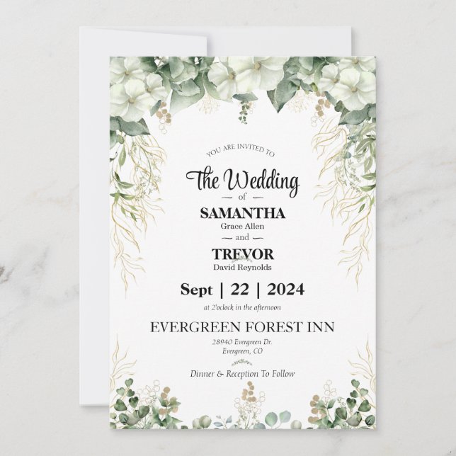 Convite Elegante Eternidade Dia de Casamento  (Frente)