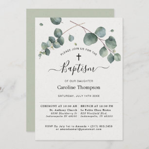 Convite Elegante Eucalyptus Baptism