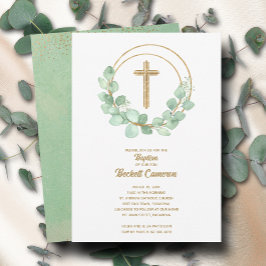 Convite Elegante Eucalyptus Baptism