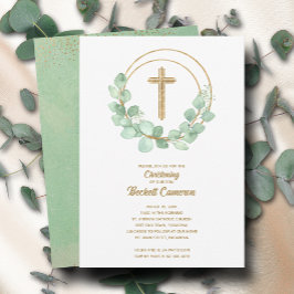 Convite Elegante Eucalyptus Christening