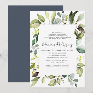 Convite Elegante Eucalyptus com Greenery Quiceañera