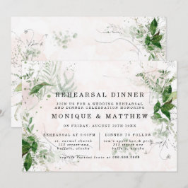 Convite Elegante Eucalyptus deixa Janto de ensaio cor-de-r