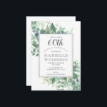 Convite Elegante Eucalyptus Greenery 60º Aniversário<br><div class="desc">Um elegante convite de aniversário 60º,  com um eucalipto botânico verde,  acompanhado de um estilo clássico gravado,  tipografia de rosto aberto.</div>