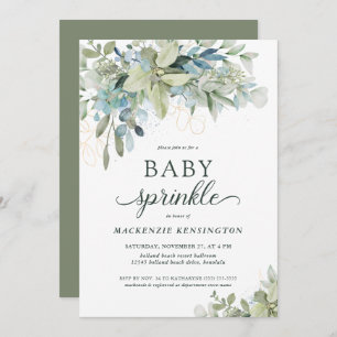 Convite Elegante Eucalyptus Greenery Baby Sprinkle
