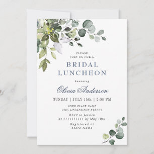 Convite Elegante Eucalyptus Greenery Bridal Luncheon