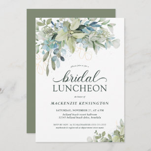 Convite Elegante Eucalyptus Greenery Bridal Luncheon