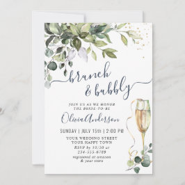 Convite Elegante Eucalyptus Greenery Brunch e Bubble