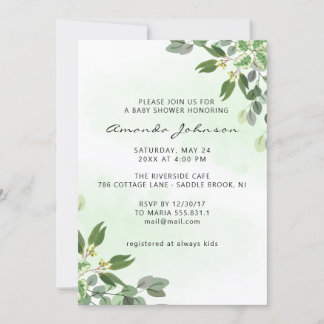 Convite Elegante Eucalyptus Greenery Chá de fraldas Sucule