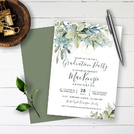 Convite Elegante Eucalyptus Greenery Festa de formatura