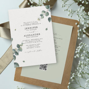 Convite Elegante Eucalyptus Wedding All in One RSVP Código