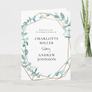 Convite Elegante Eukalyptus Grün Dourado