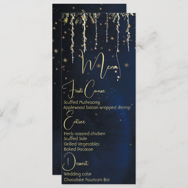 Convite Elegante Evening Wedding Menu (Frente/Verso)