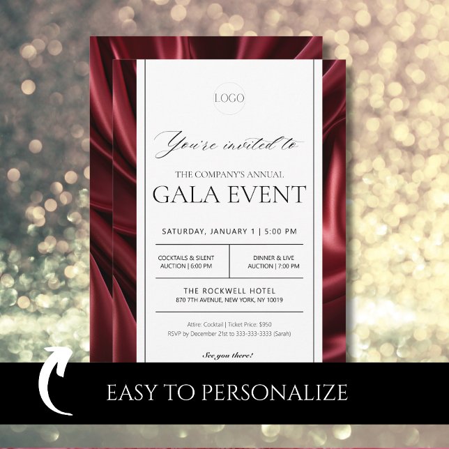Convite Elegante Evento de Gala de Angariação de Fundos em (Criador carregado)