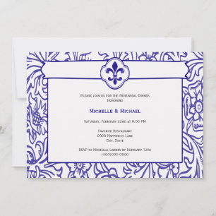 Convite Elegante Evento Lilás Branco Fleur de Lis