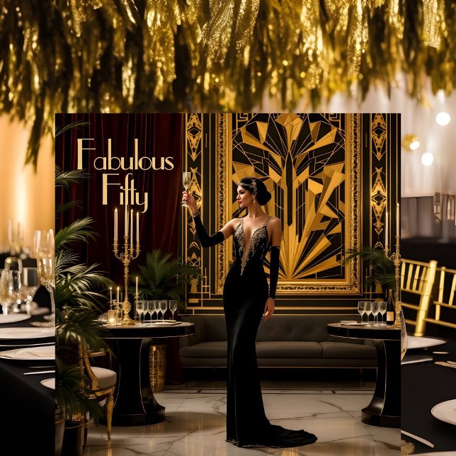 Convite Elegante Fabuloso 50º deco de arte de 1920 (Criador carregado)