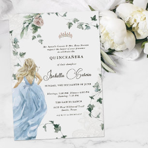 Convite Elegante Fada Princesa Conto de Fadas Quinceañer
