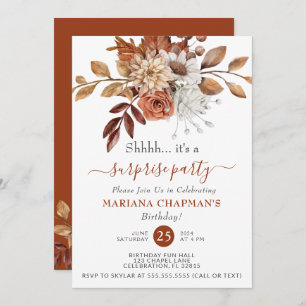 Convite Elegante Fall Watercolor Floral Surpresa