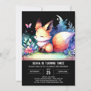 Convite Elegante Fantasy Fox Birthday digital